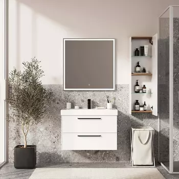 Мебель для ванной Prato Кватро 80 подвесная, белая матовая