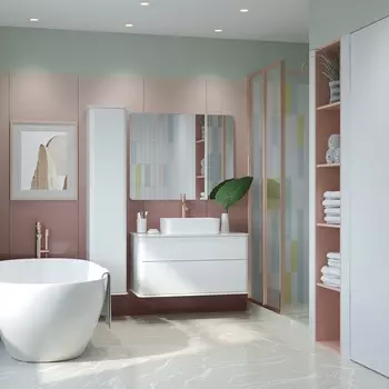 Мебель для ванной Prato Рим 80 подвесная, белая глянцевая