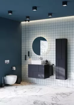 Мебель для ванной Roca Luna 80 подвесная, 2 ящика, со столешницей, синий матовый