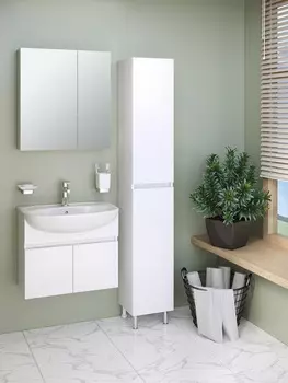 Мебель для ванной Runo Лада 60 подвесная, белая (раковина Уют 60)