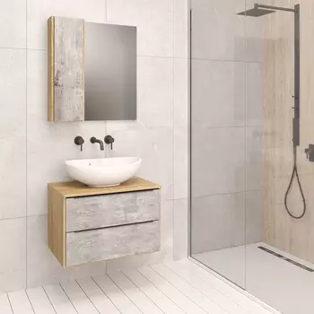 Мебель для ванной Runo Мальта 70 подвесная, серый/дуб