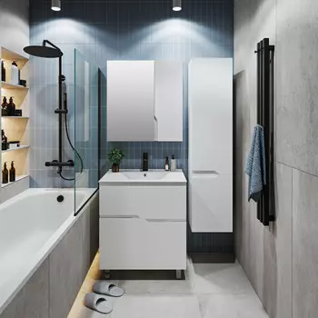 Мебель для ванной Runo Палермо 70 напольная, 2 ящика, белый