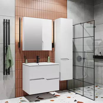 Мебель для ванной Runo Палермо 70 подвесная, 2 ящика, белый