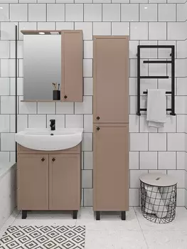 Мебель для ванной Runo Римини 65 2 двери, бежевая