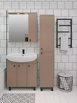 Мебель для ванной Runo Римини 75 3 двери, бежевая