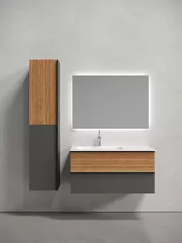 Мебель для ванной Sancos Delta 100 L подвесная, дуб красный/графит