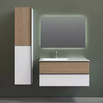 Мебель для ванной Sancos Delta 100 L подвесная, дуб светлый/белый