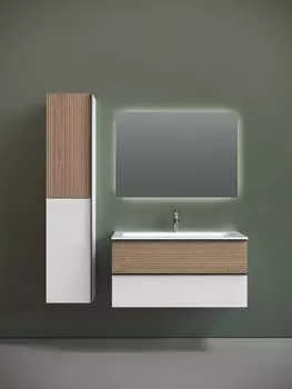 Мебель для ванной Sancos Delta 100 подвесная, дуб светлый/белый