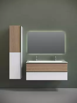 Мебель для ванной Sancos Delta 120 подвесная, дуб светлый/белый