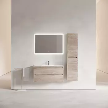 Мебель для ванной Sancos Libra 100 подвесная, дуб галифакс натуральный (раковина CN7003)