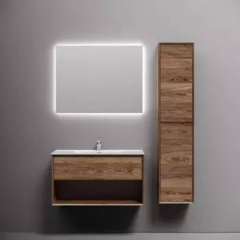 Мебель для ванной Sancos Marmi 1.0 90 подвесная, 1 ящик, открытая ниша, дуб чарльстон (раковина CN7002)