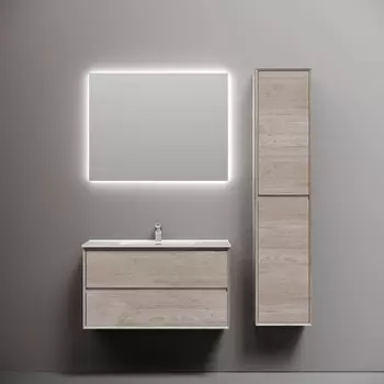 Мебель для ванной Sancos Marmi 2.0 90 подвесная, 2 ящика, дуб галифакс натуральный (раковина CN7002)