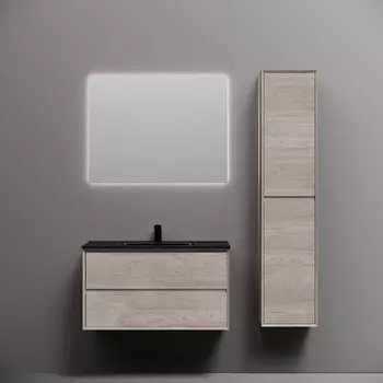 Мебель для ванной Sancos Marmi 2.0 90 подвесная, 2 ящика, дуб галифакс натуральный (раковина СN7002MB)