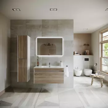 Мебель для ванной Sancos Smart 100 подвесная, дуб бардолино/белый глянец