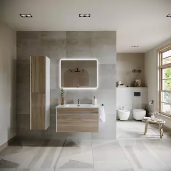 Мебель для ванной Sancos Smart 90 подвесная, дуб бардолино/белый глянец