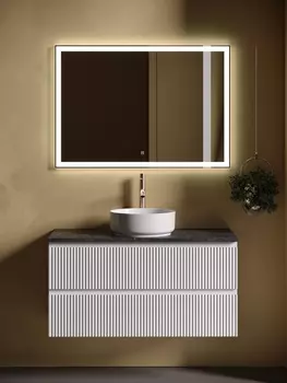 Мебель для ванной Sancos Snob R 100 подвесная, столешница black sky, Bianco (с отверстием под смеситель)