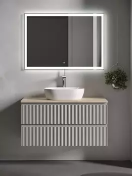 Мебель для ванной Sancos Snob R 100 подвесная, столешница kreman, Beige Soft (с отверстием под смеситель)