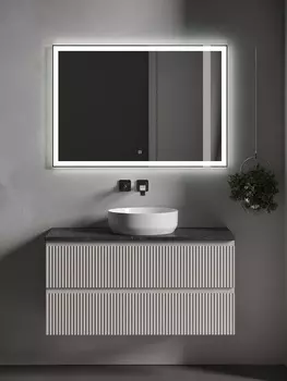 Мебель для ванной Sancos Snob R 100 подвесная, столешница black sky, Beige Soft (без отверстия под смеситель)