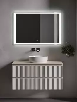 Мебель для ванной Sancos Snob R 100 подвесная, столешница kreman, Beige Soft (без отверстия под смеситель)