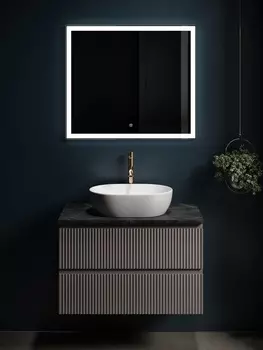 Мебель для ванной Sancos Snob R 80 подвесная, столешница black sky, Doha Soft (с отверстием под смеситель)