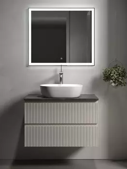 Мебель для ванной Sancos Snob R 80 подвесная, столешница black sky, Beige Soft (с отверстием под смеситель)