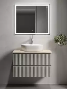 Мебель для ванной Sancos Snob R 80 подвесная, столешница kreman, Beige Soft (с отверстием под смеситель)