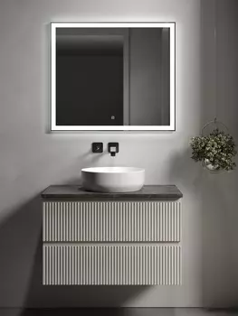 Мебель для ванной Sancos Snob R 80 подвесная, столешница black sky, Beige Soft (без отверстия под смеситель)