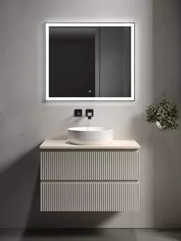 Мебель для ванной Sancos Snob R 80 подвесная, столешница kreman, Beige Soft (без отверстия под смеситель)