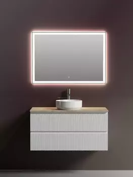 Мебель для ванной Sancos Snob T 100 подвесная, столешница kreman, Bianco (с отверстием под смеситель)