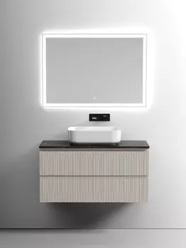 Мебель для ванной Sancos Snob T 100 подвесная, столешница black sky, Beige Soft (без отверстия под смеситель)