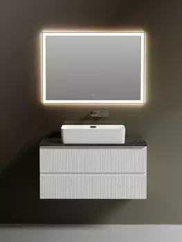 Мебель для ванной Sancos Snob T 100 подвесная, столешница black sky, Bianco (без отверстия под смеситель)