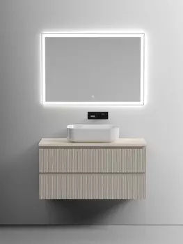 Мебель для ванной Sancos Snob T 100 подвесная, столешница kreman, Beige Soft (без отверстия под смеситель)