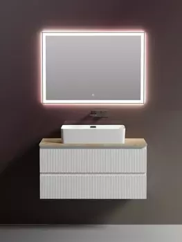 Мебель для ванной Sancos Snob T 100 подвесная, столешница kreman, Bianco (без отверстия под смеситель)