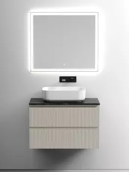 Мебель для ванной Sancos Snob T 80 подвесная, столешница black sky, Beige Soft (без отверстия под смеситель)