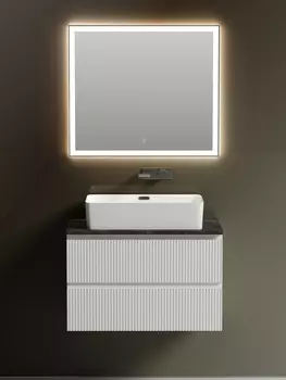 Мебель для ванной Sancos Snob T 80 подвесная, столешница black sky, Bianco (без отверстия под смеситель)