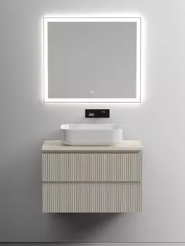 Мебель для ванной Sancos Snob T 80 подвесная, столешница kreman, Beige Soft (без отверстия под смеситель)