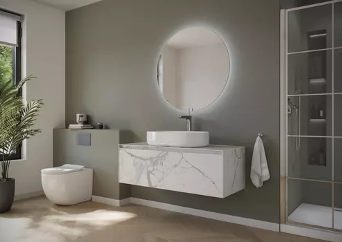 Мебель для ванной Sancos Stone 120 подвесная, statuario white (белый мрамор)