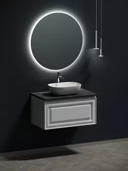 Мебель для ванной Sancos Very 80 подвесная, столешница black sky, Bianco (с отверстием под смеситель)