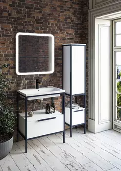 Мебель для ванной Sanflor Лорд 70 напольная, белая, черная