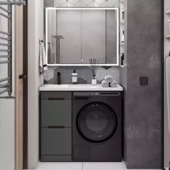 Мебель для ванной SanStar Darko 40 напольная, дуб вотан/графит софт (раковина Даллас 100 L)