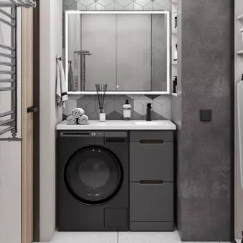 Мебель для ванной SanStar Darko 40 напольная, дуб вотан/графит софт (раковина Даллас 100 R)