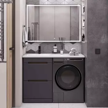 Мебель для ванной SanStar Darko 60 напольная, дуб вотан/графит софт (раковина Даллас 120 L)