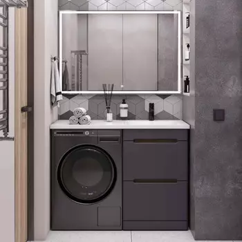 Мебель для ванной SanStar Darko 60 напольная, дуб вотан/графит софт (раковина Даллас 120 R)