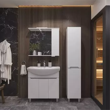 Мебель для ванной SanStar Лайн 80 напольная, белая (раковина Балтика 80)