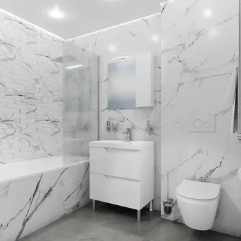 Мебель для ванной СанТа Антарес 70 напольная, 2 ящика, белый глянец