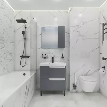 Мебель для ванной СанТа Антарес 70 напольная, 2 ящика, графит матовый