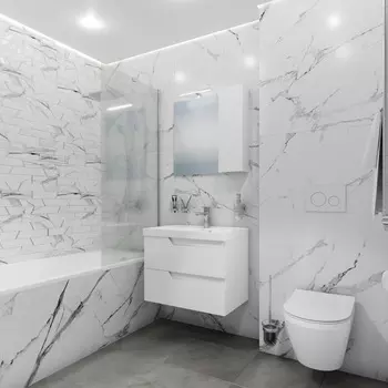 Мебель для ванной СанТа Антарес 70 подвесная, 2 ящика, белый глянец