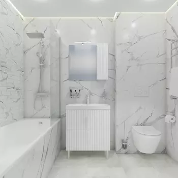 Мебель для ванной СанТа Юпитер 70 напольная, 2 ящика, белый глянец