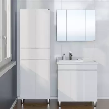 Мебель для ванной СанТа Марс 80 П напольная, светлое дерево/белый