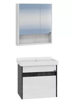 Мебель для ванной СанТа Мира 60 напольная, черный/светлое дерево